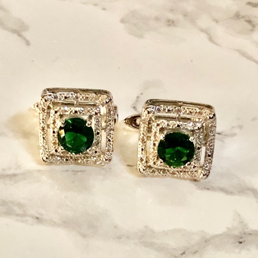 Farah Jewelry Green and Silver Earrings